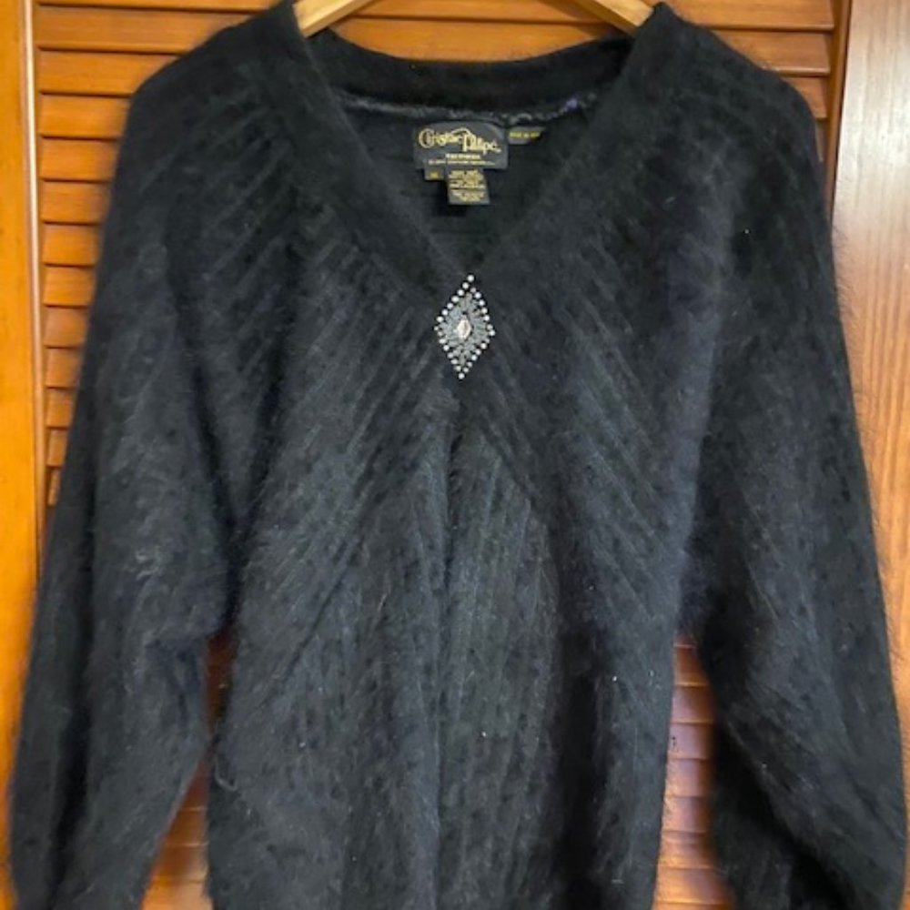 Vintage Christine Phillipe Black Angora Sweater